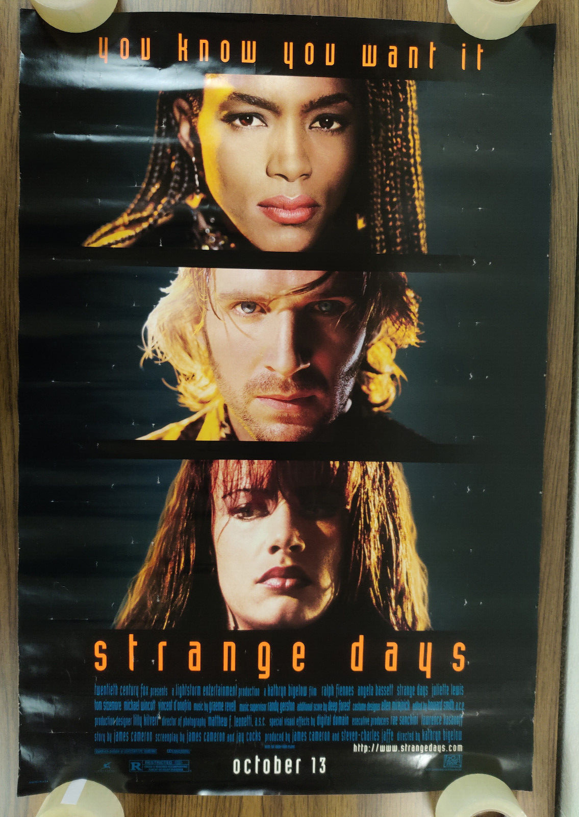 STRANGE DAYS MOVIE POSTER Original SS RALPH FIENNES ANGELA BASSETT