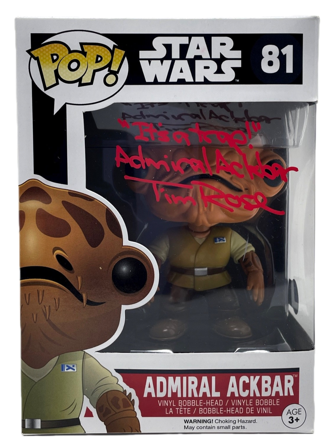 Tim Rose Signed Star Wars Admiral Ackbar Funko Pop #81 It’s A Trap Quote Beckett