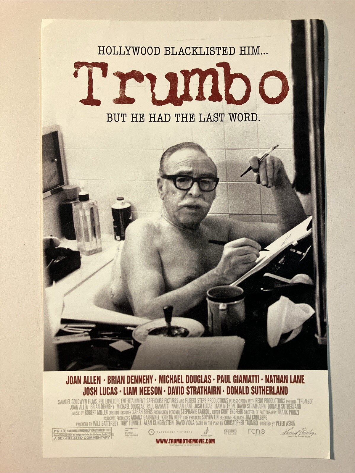 2007 Trumbo The Movie Promotional 12″ x 17″ Poster Dalton Trumbo Joan Allen