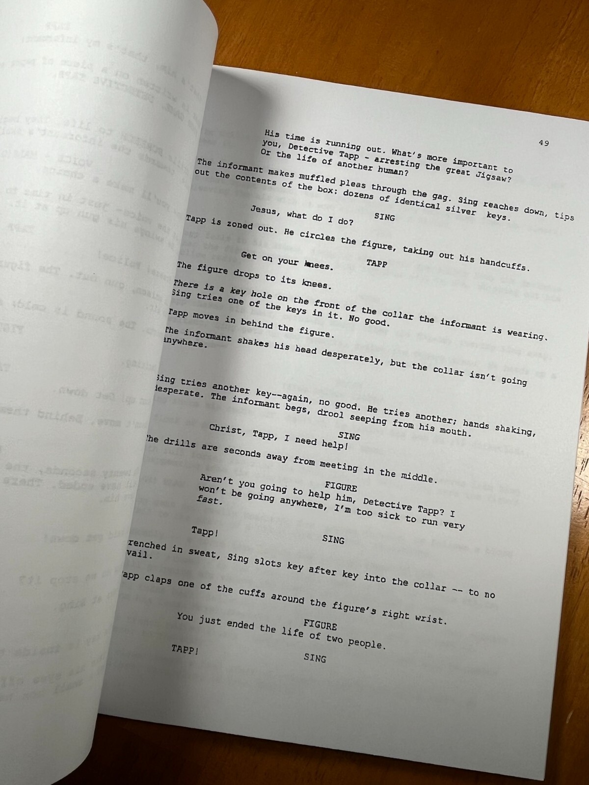 Saw Script Signed- Autograph Reprints- Jigsaw- Saw Movie Script