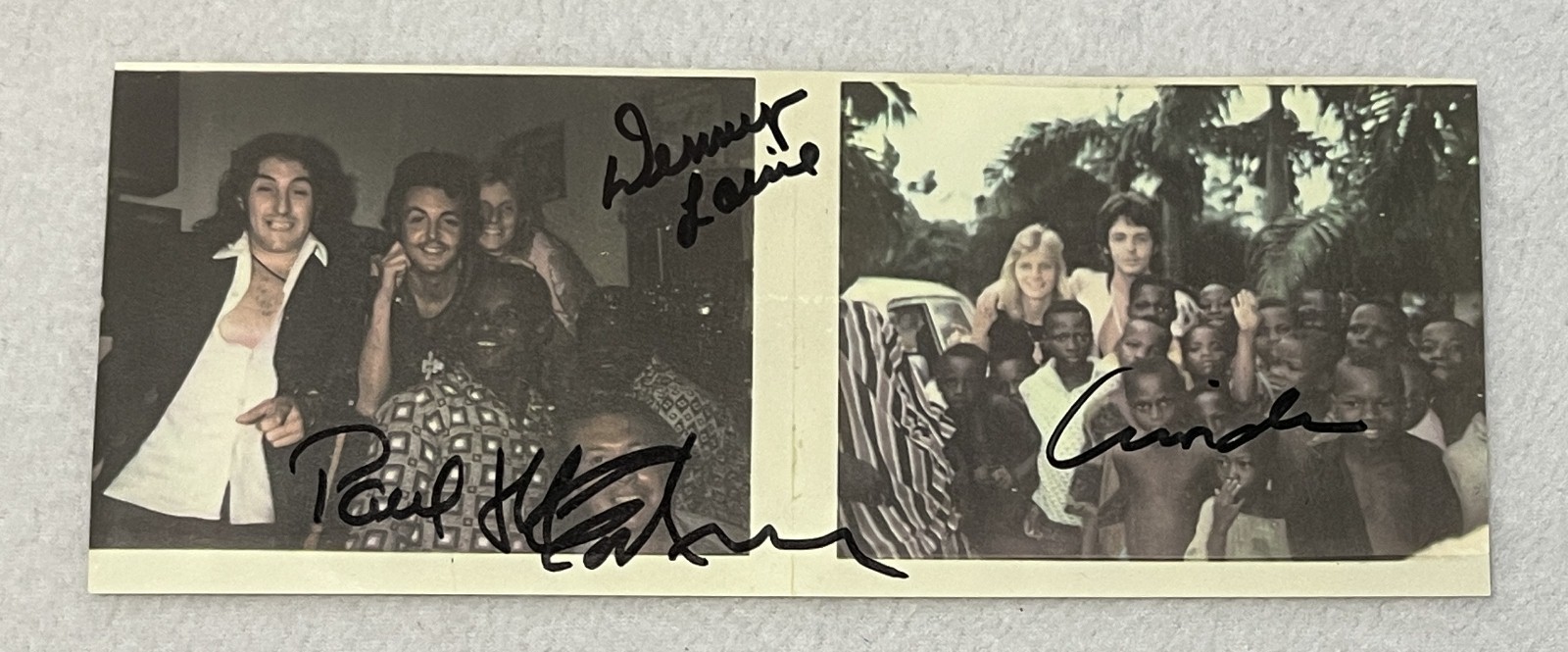 Paul and Linda McCartney and Denny Laine signed 7 7/8″ 3 1/8″ Photo Reprint