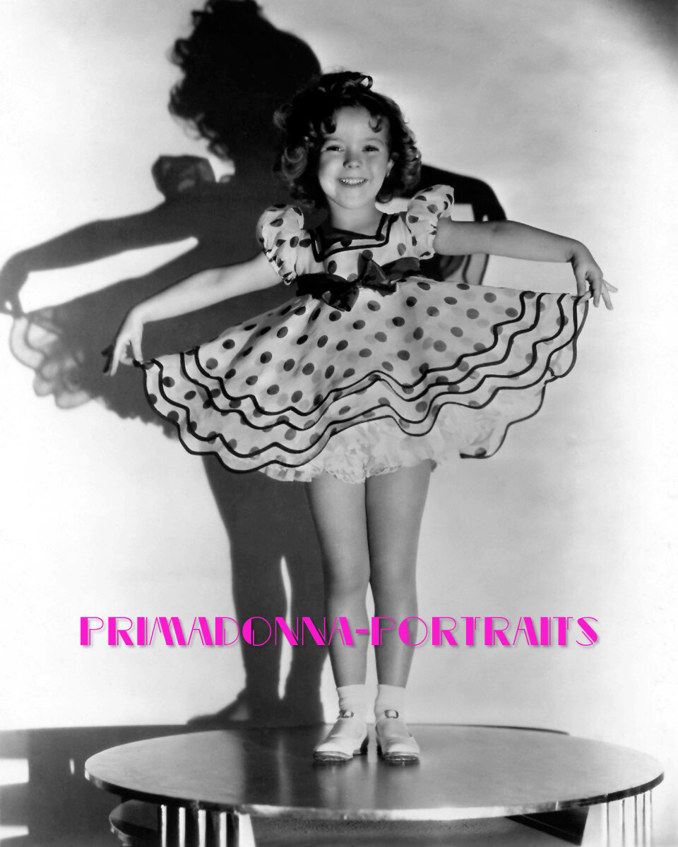 SHIRLEY TEMPLE 8X10 Lab Photo 1930s Polka Dot Gown, Child Actress Portrait
