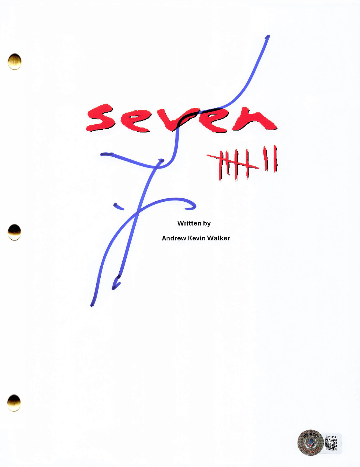 DAVID FINCHER SIGNED AUTOGRAPH SEVEN FULL SCRIPT BAS BECKETT