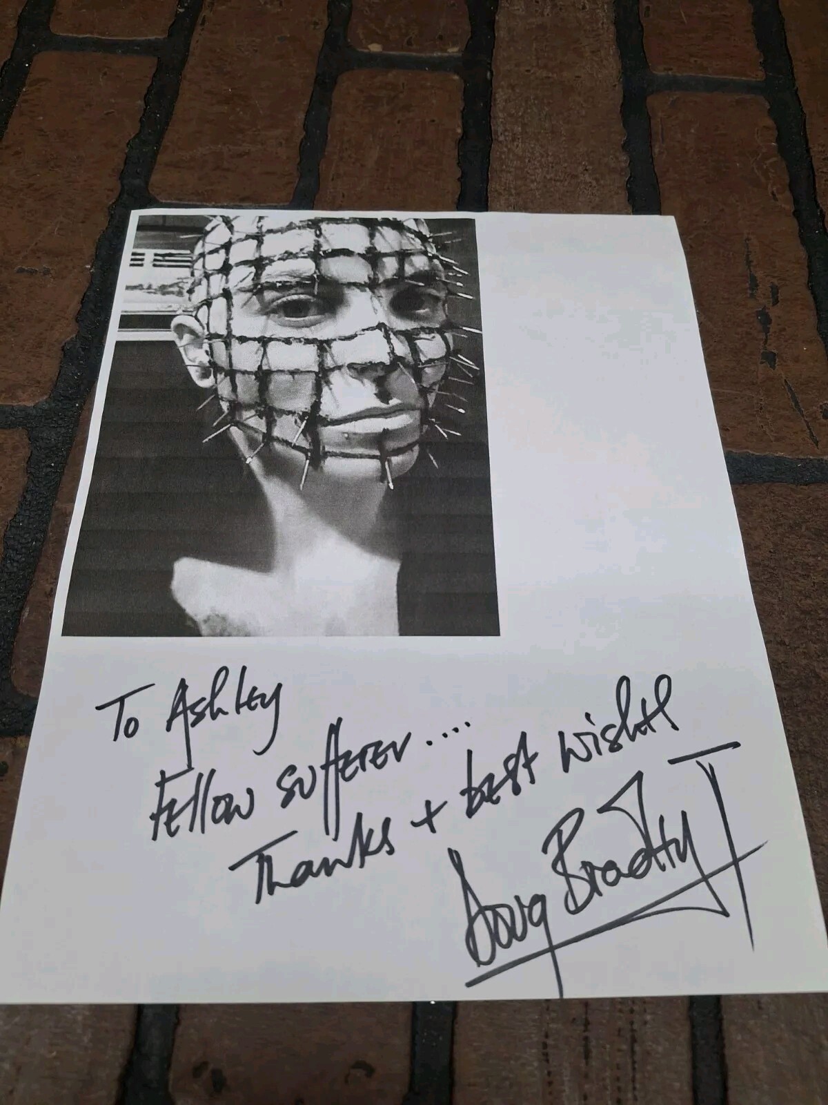 DOUG BRADLEY SIGNED 8 X 10 Picture Paper To Ashley