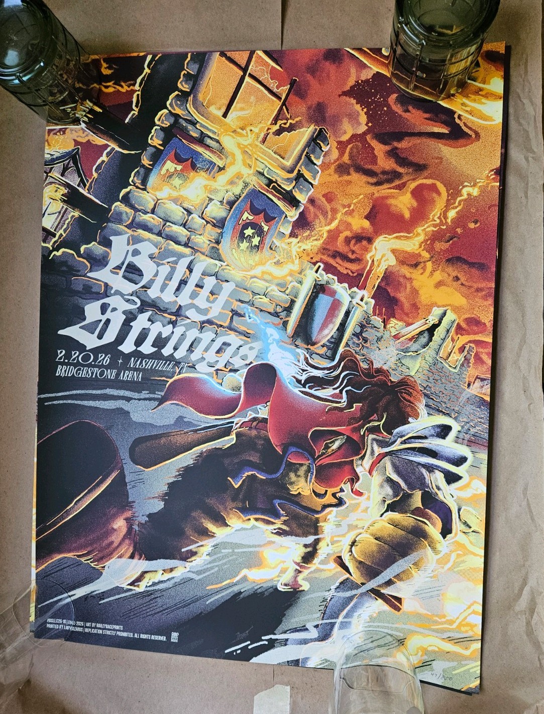 2/20/26 N1 Nashville TN Bridgestone Arena Poster Bailey Race /850 Billy Strings