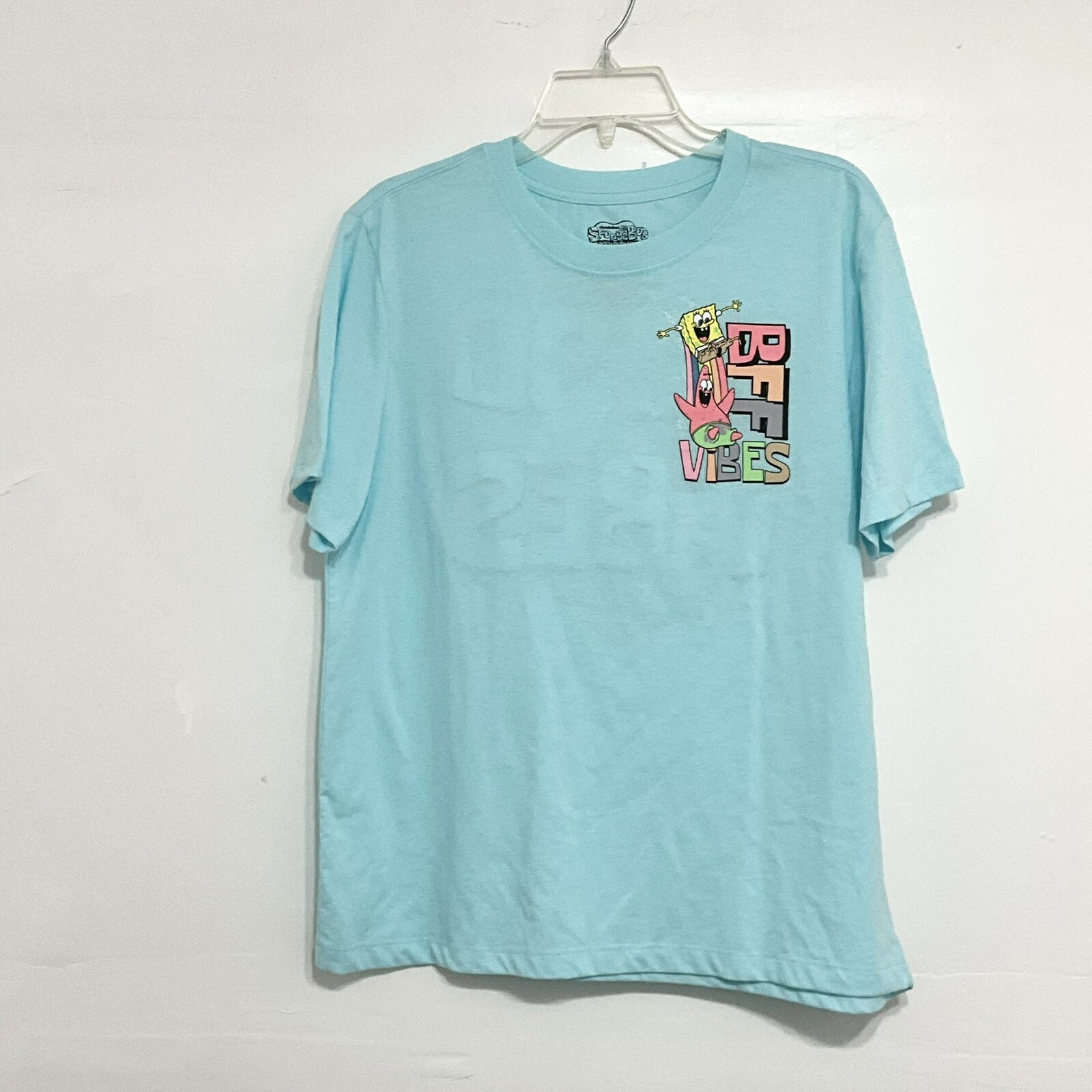 SPONGEBOB SQUAREPANTS BFF Good Vibes Boy’s Graphic T-Shirt Blue Size L 12/14