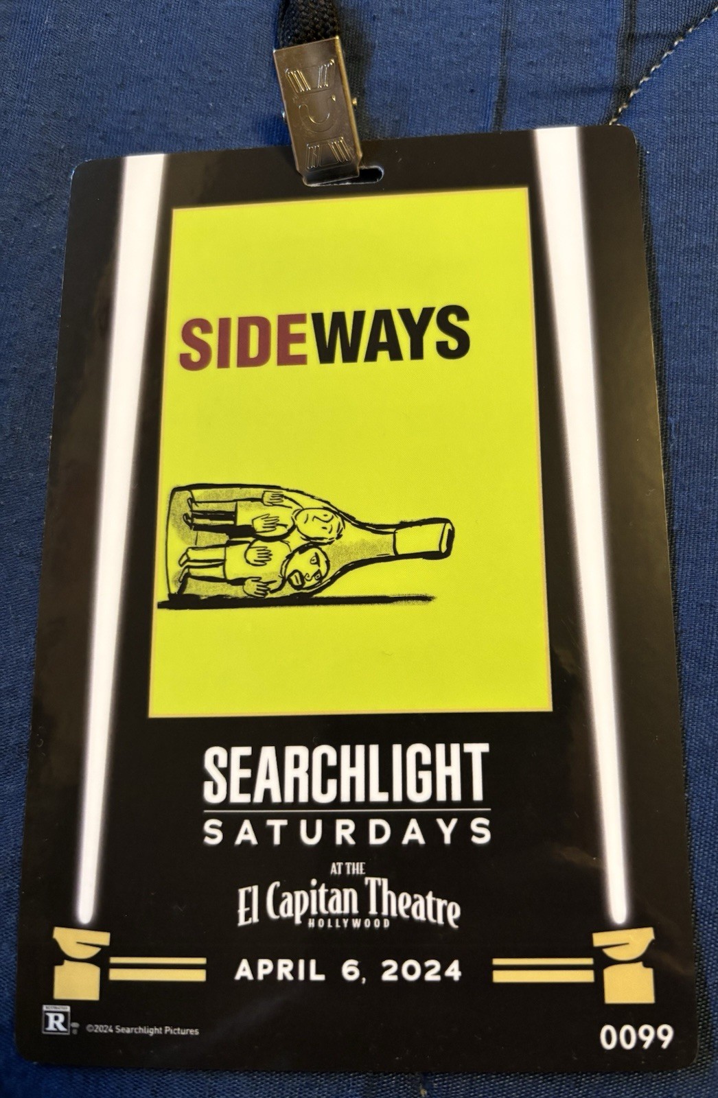 “Sideways” Movie 20th Anniversary Souvenir Card (6in x 4in) w/Lanyard (16.5in)