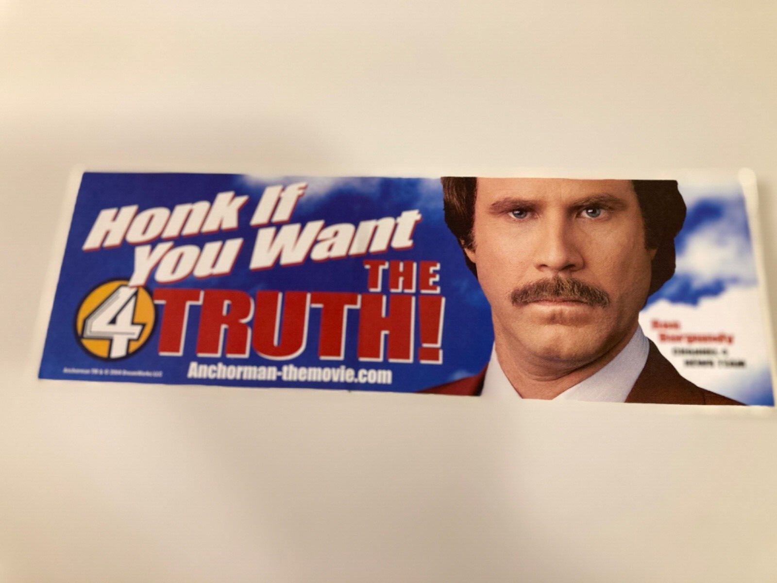 Anchorman Bumper Sticker PROMO Ron Burgundy / Will Ferrell COLLECTIBLE