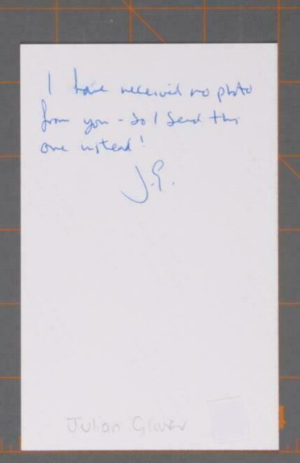 Julian Glover Autographed Front and Back Inscribed Pair 4×6 Photo