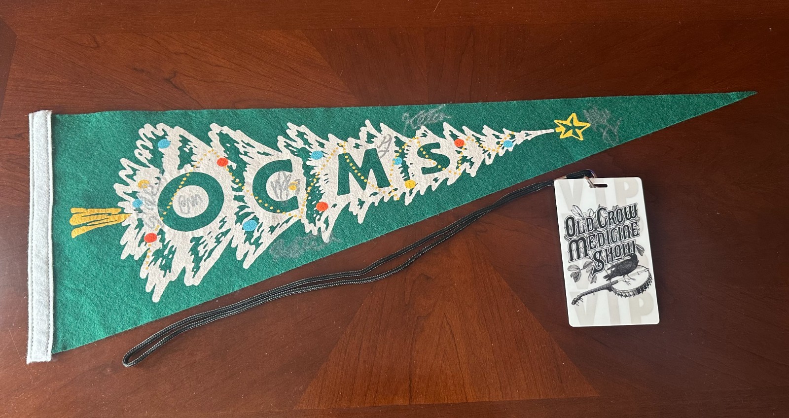 Old Crow Medicine Show VIP Exclusive – Autographed Holiday Pennant + VIP Lanyard