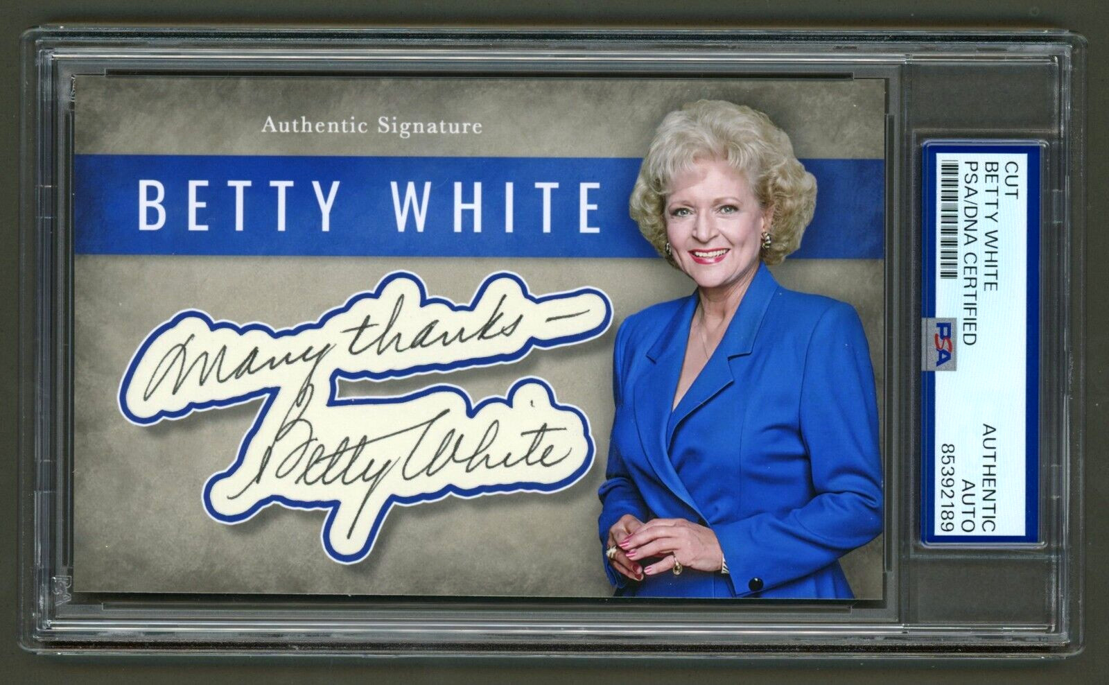 Betty White Signed Cut Display (PSA) Golden Girls Rose Nylund Photo Card