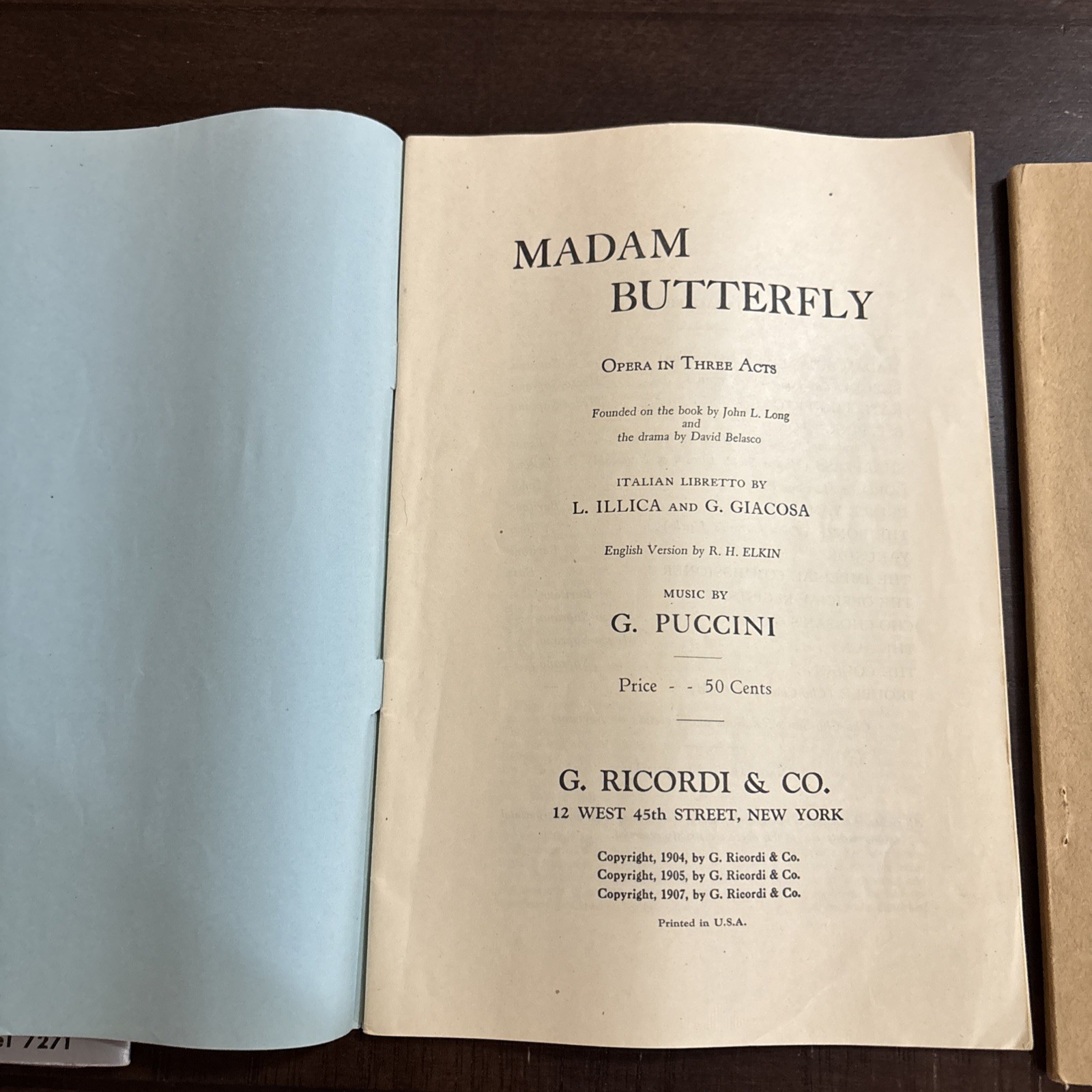 Lot 4 Antique Opera Libretto Programs Pamphlets Madam Butterfly La Boheme PB