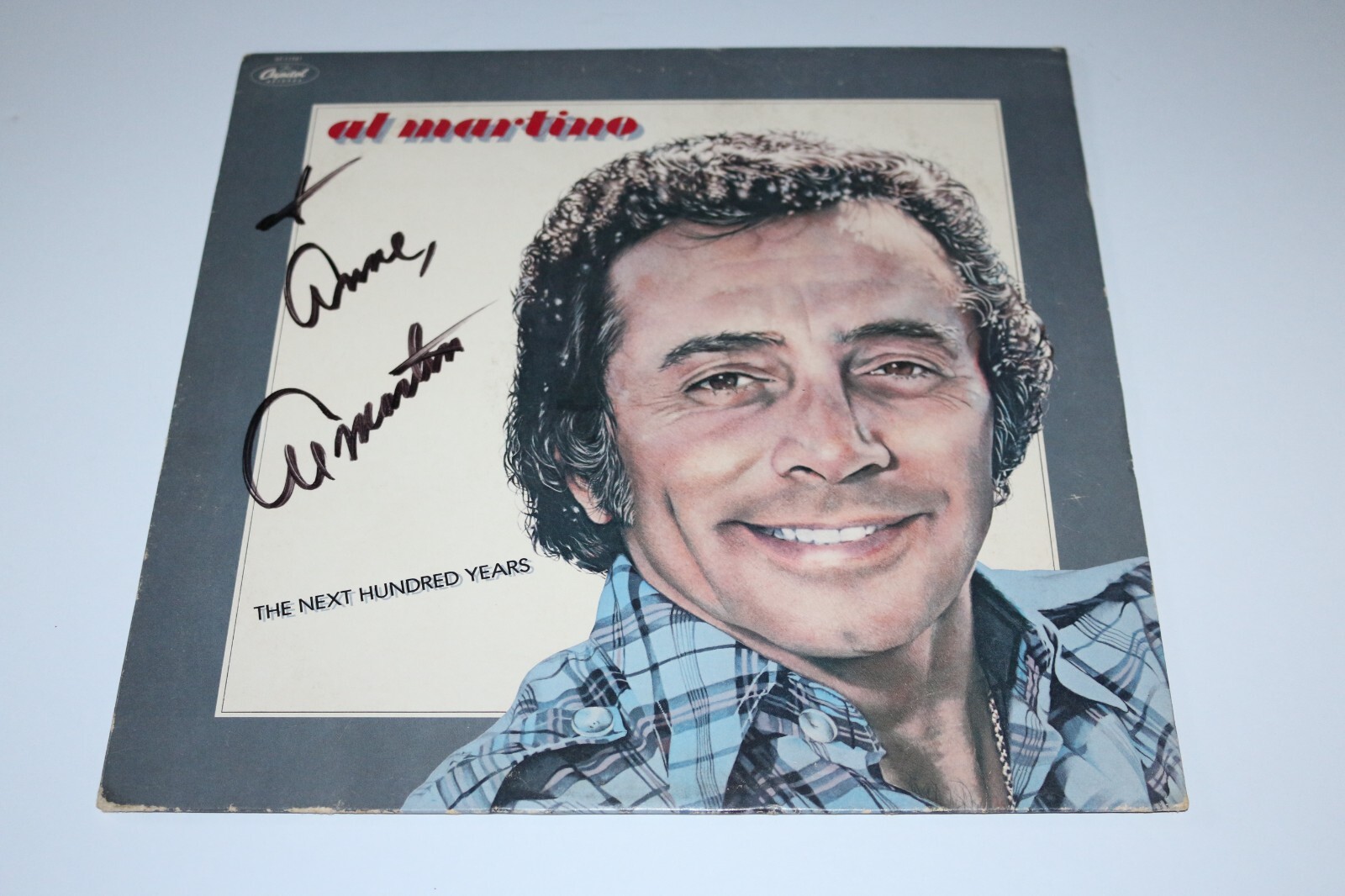 Al Martino autographed 33-1/3 rpm record cover “The Next Hundred Years”