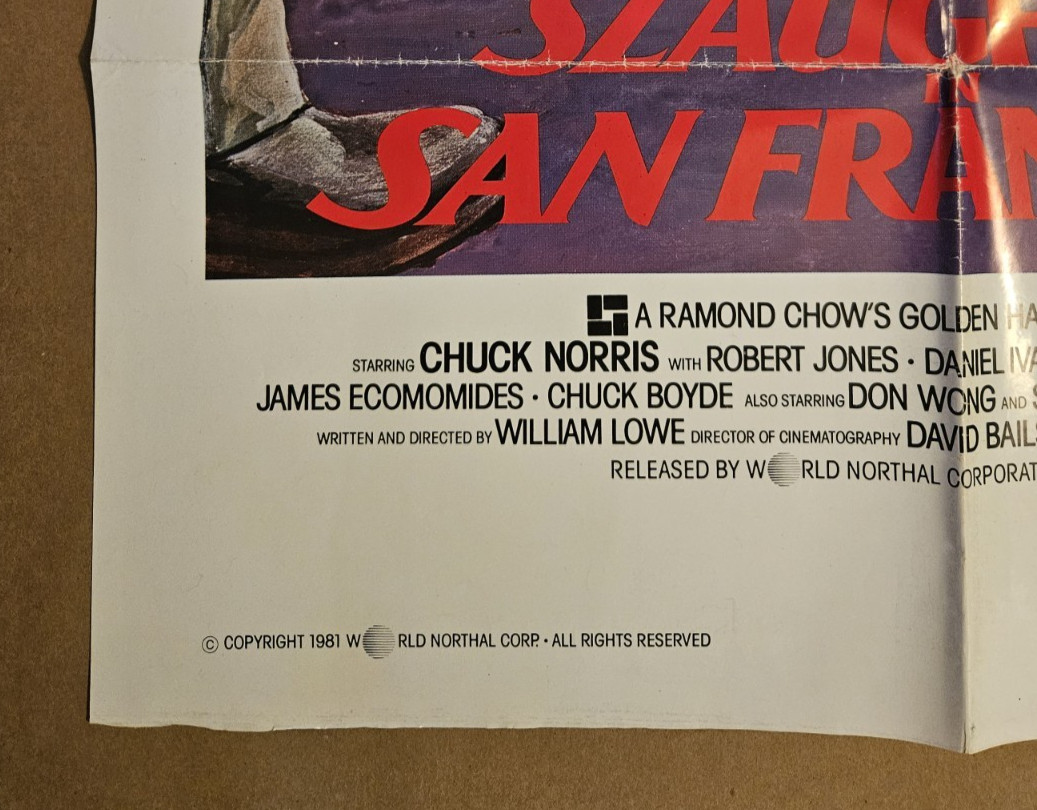 SLAUGHTER IN SAN FRANCISCO 1981 Orig. 27″x41″ folded 1-sheet poster Chuck Norris