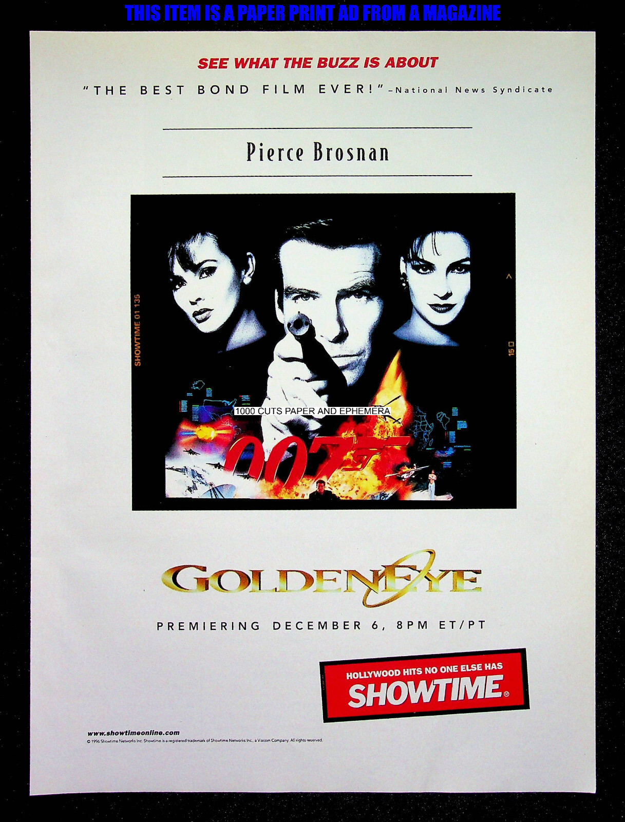 Goldeneye 007 James Bond Showtime 1996 Trade Print Magazine Ad Poster ADVERT