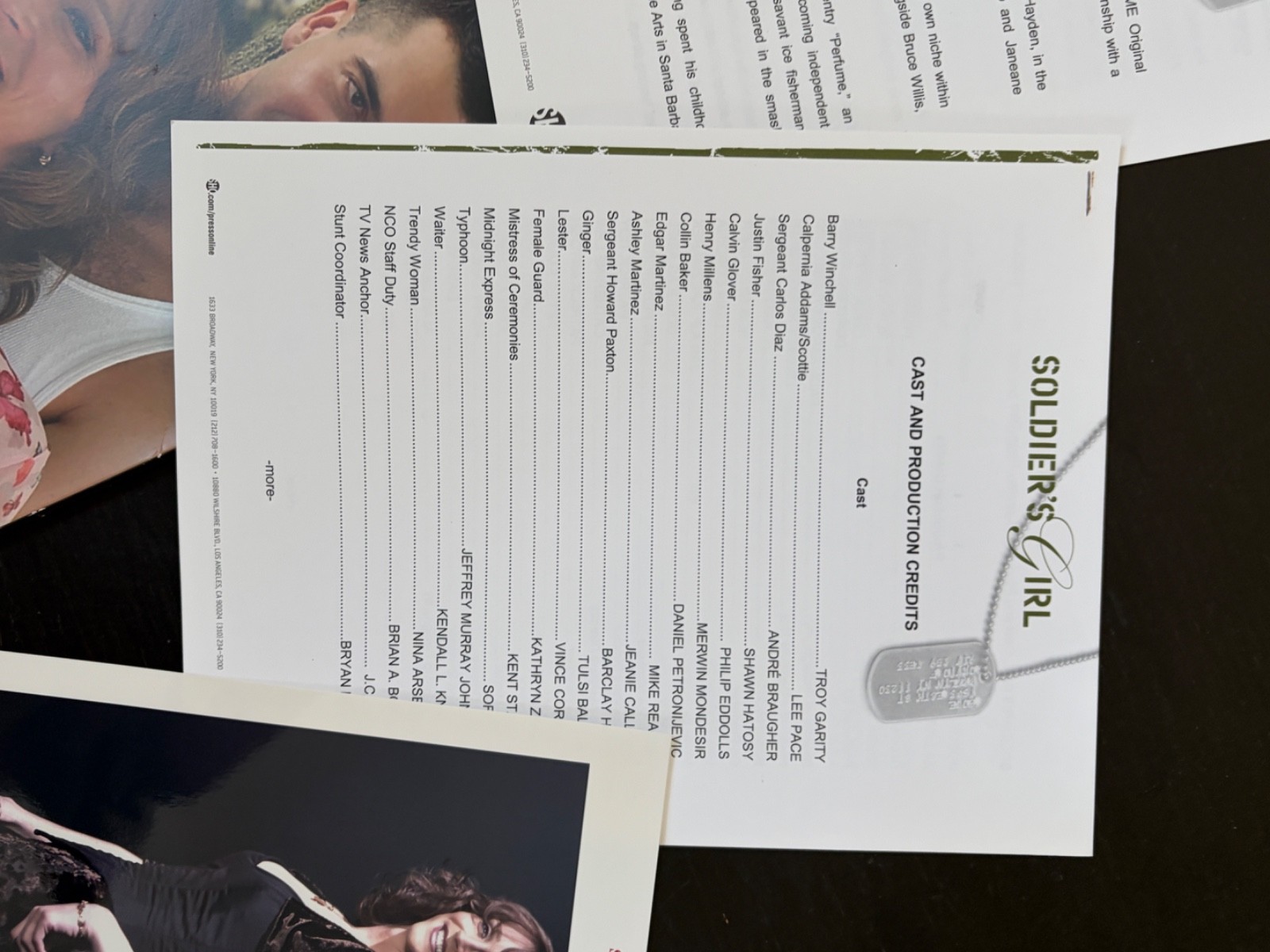 2003 SOLDIER’S GIRL TV MOVIE PRESS KIT W/ 35MM SLIDE & PRESS FOLDER LEE PACE