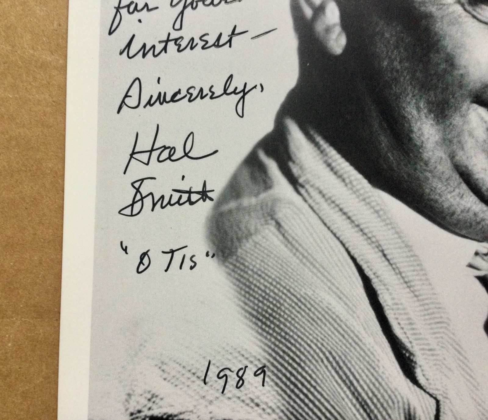 Hal Smith (1916-1994) Otis on Andy Griffith show Signed Autograph 8×10 Photo.