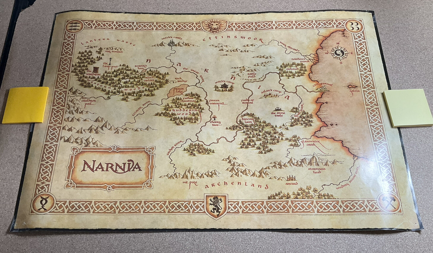 THE CHRONICLES OF NARNIA MOVIE POSTER Original SS 27x 18.5 With Narnia Map