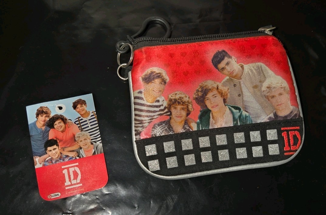 One Direction Coin Purse Id Holder with Glitter 1D Good Condition Rare Merch