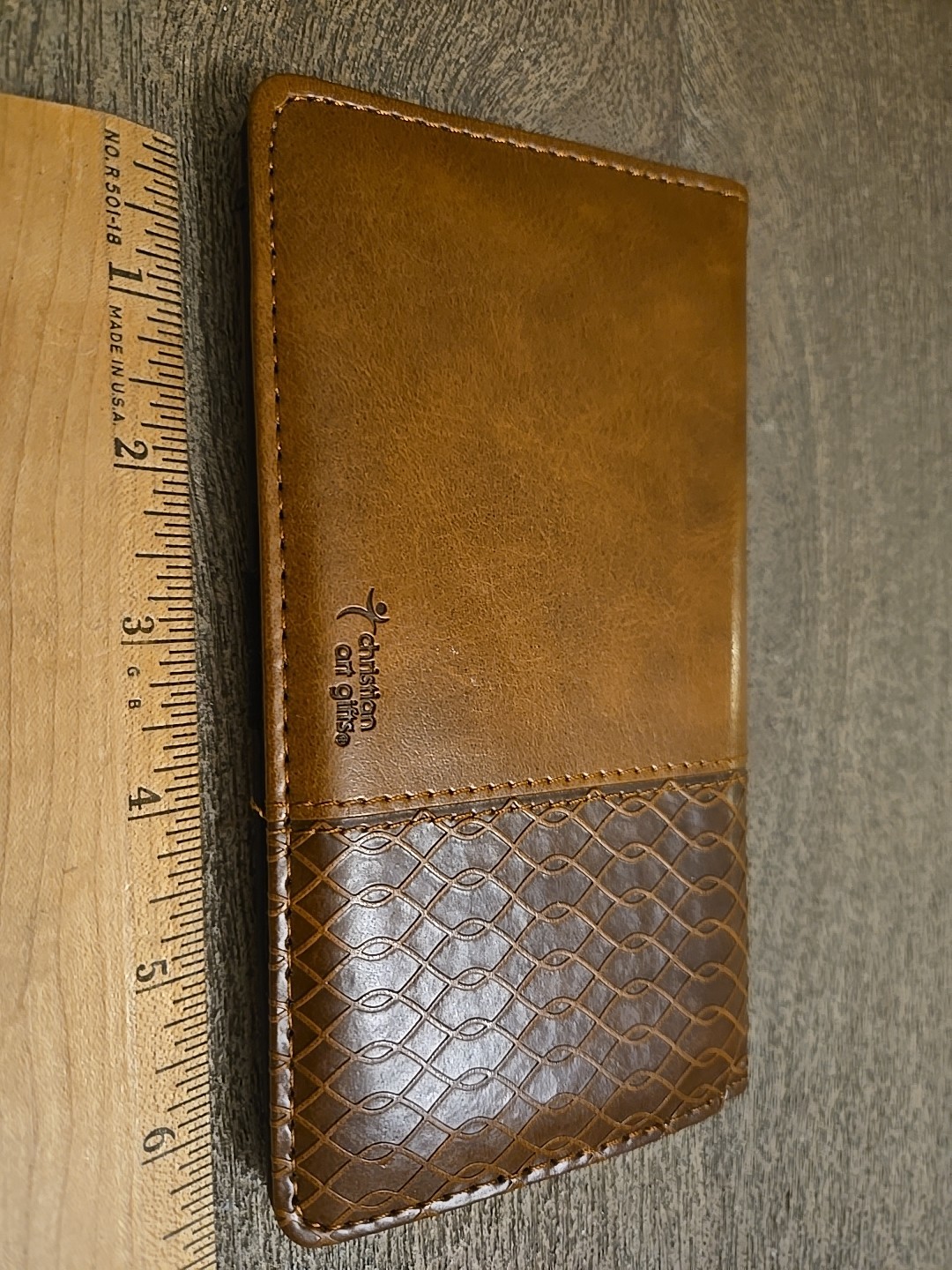 Christian Art Gifts Checkbook Holder Cover Faux Leather Wallet Organizer Brown
