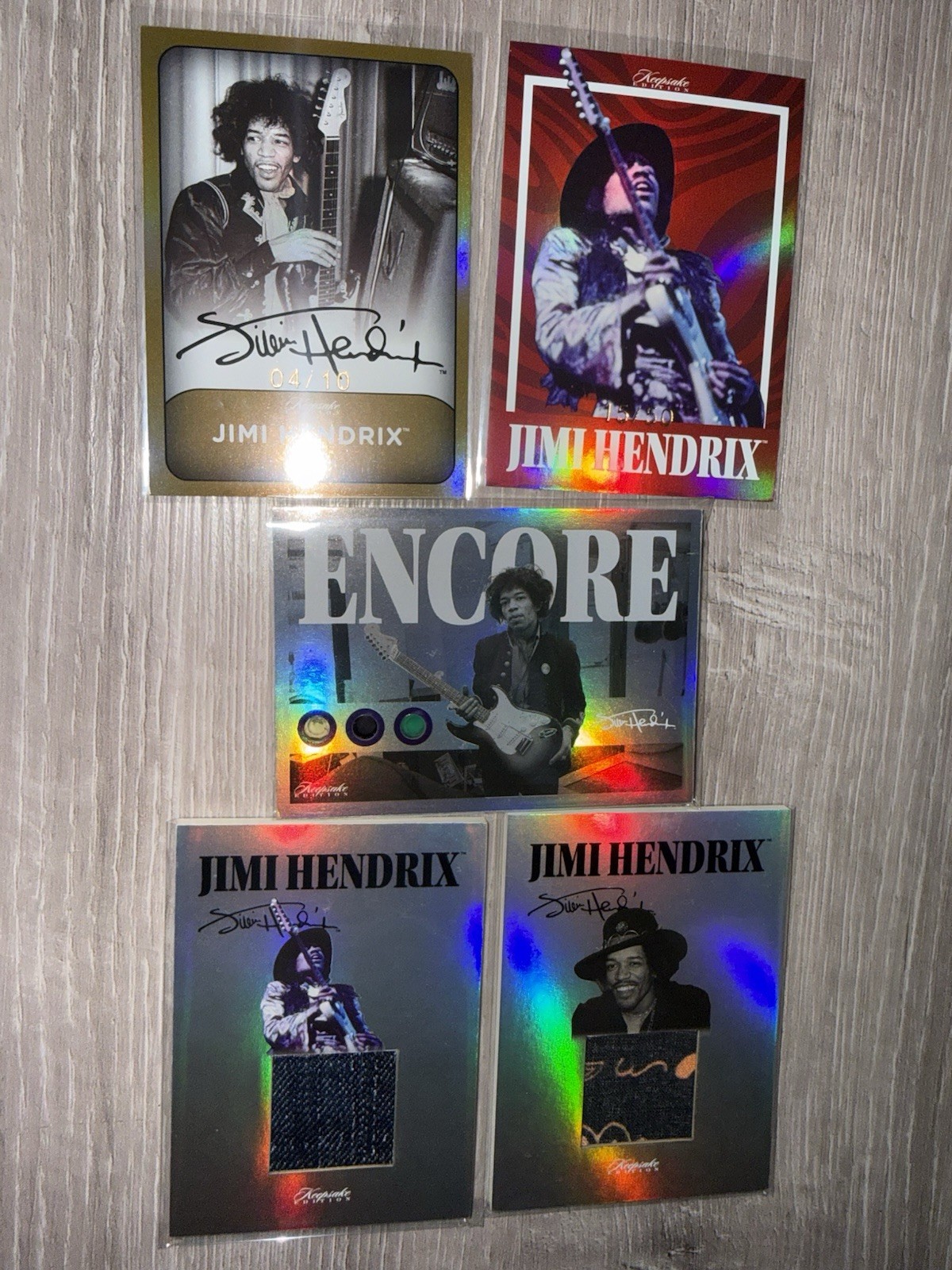 Jimi Hendrix Keepsake Lot of 5 Cards Gemstone Encore, Relics, # Cards /10 & /50