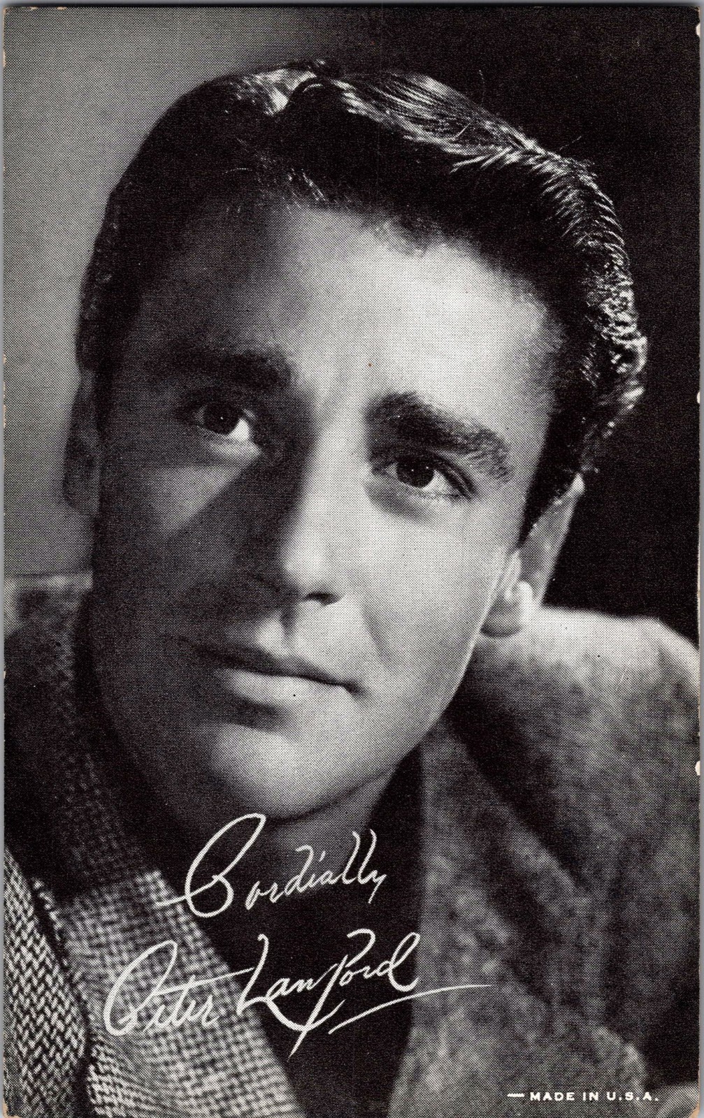 Vintage 3.5 x 5.5 photo card, Peter Lawford