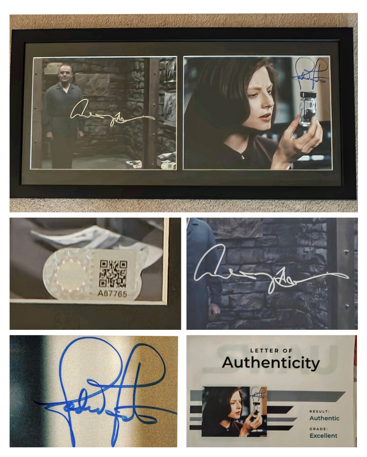Hopkins & Foster Signed Dual 11×14 Photos Silence of the Lambs SWAU 14×30 Frame