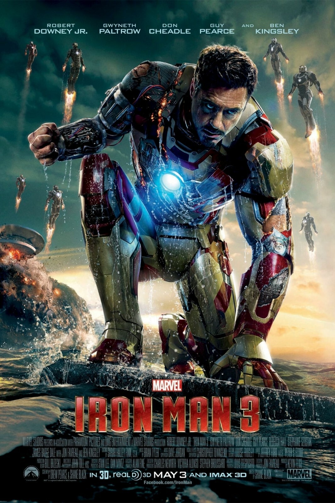 2013 Iron Man 3 Movie Poster Print Tony Stark Robert Downey Jr Marvel 🍿