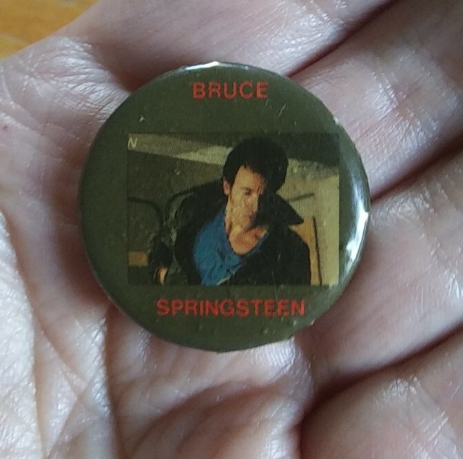 Vintage 80s Bruce Springsteen Dancing in the Dark Album Cover Pin Pinback Button