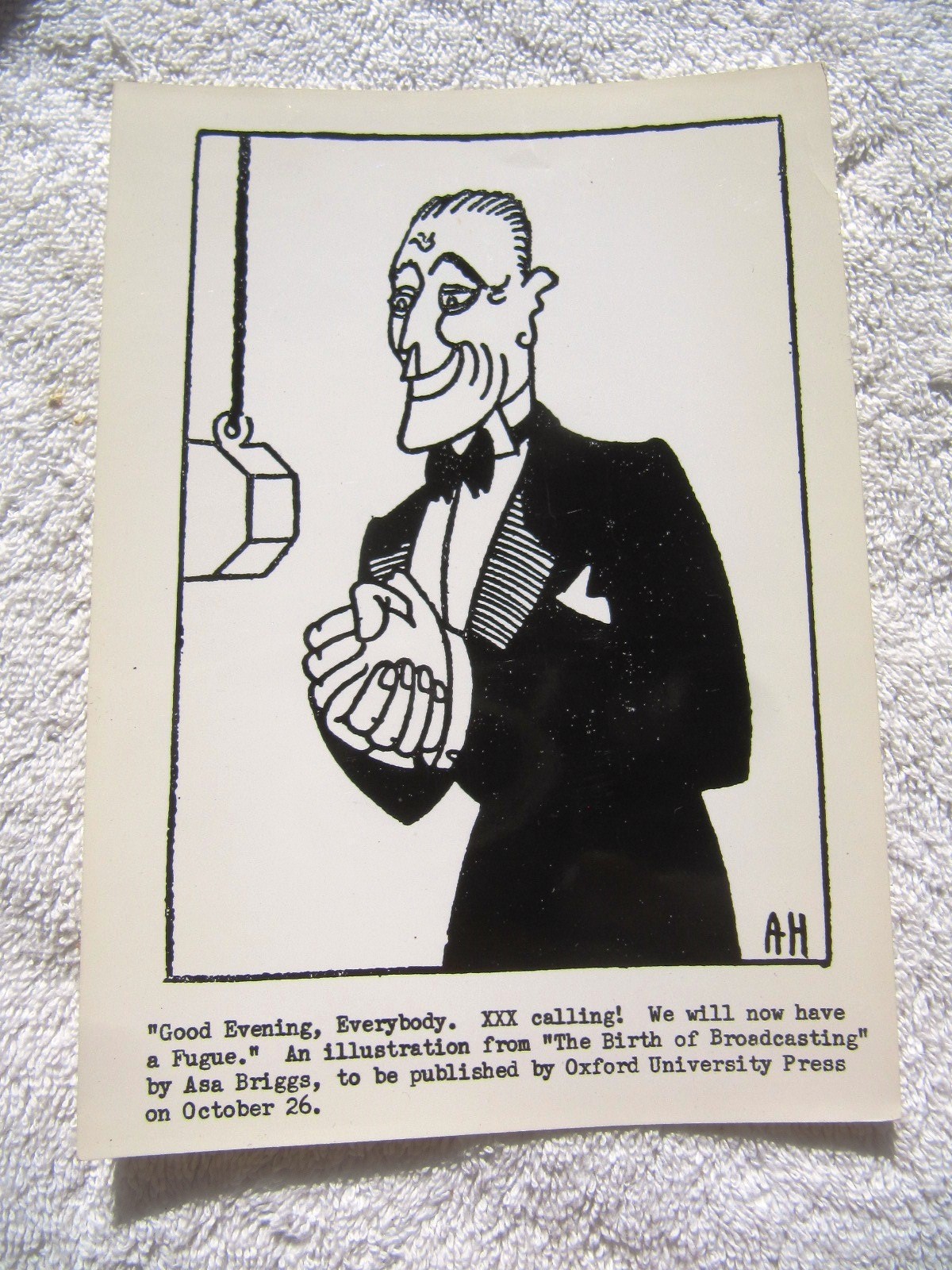 AUBREY HAMMOND BBC Announcer CARTOON Briggs History of Radio in United Kingdom