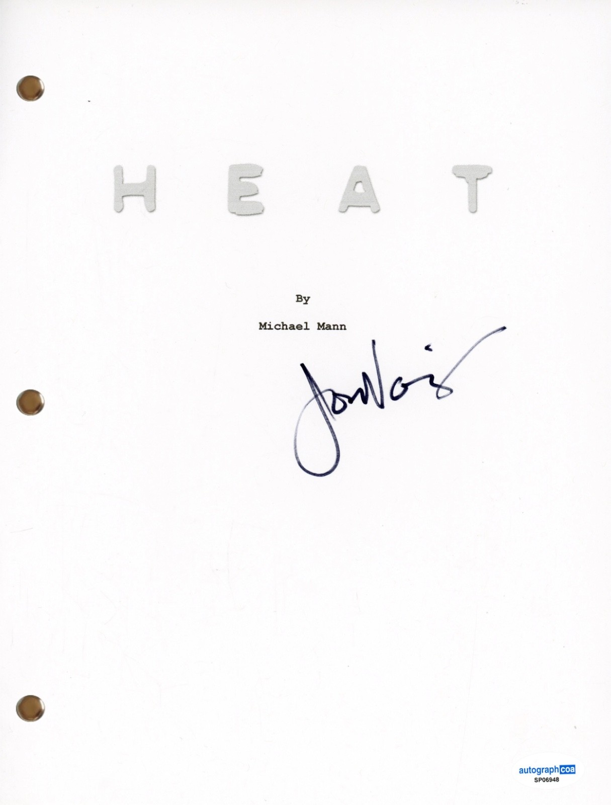 Jon Voight Signed Autograph Heat Movie Script Full Screenplay 1995 Film ACOA COA