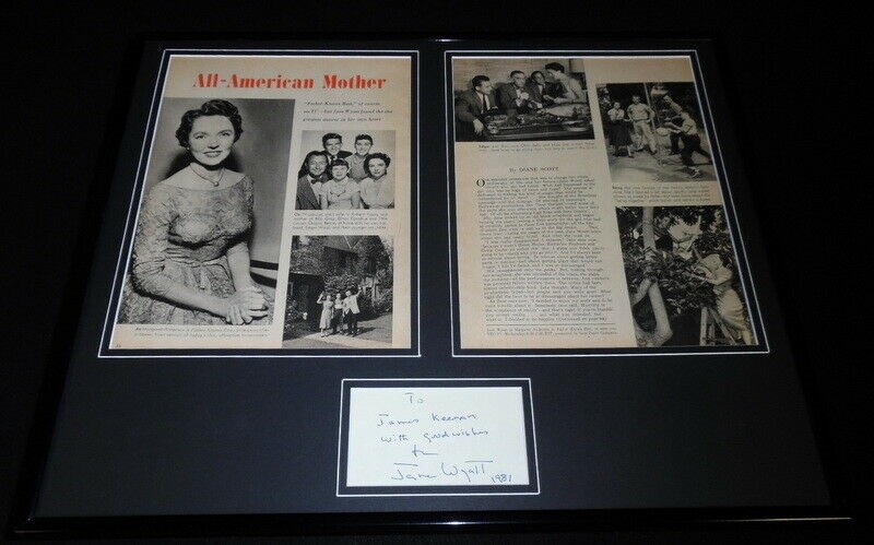 Jane Wyatt 16×20 Signed Framed Vintage Magazine Photo Display Father Knows Best