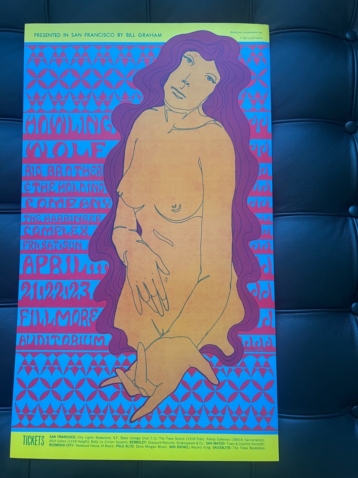 HOWLIN WOLF BG 60 FILLMORE concert poster WES WILSON BILL GRAHAM 1967