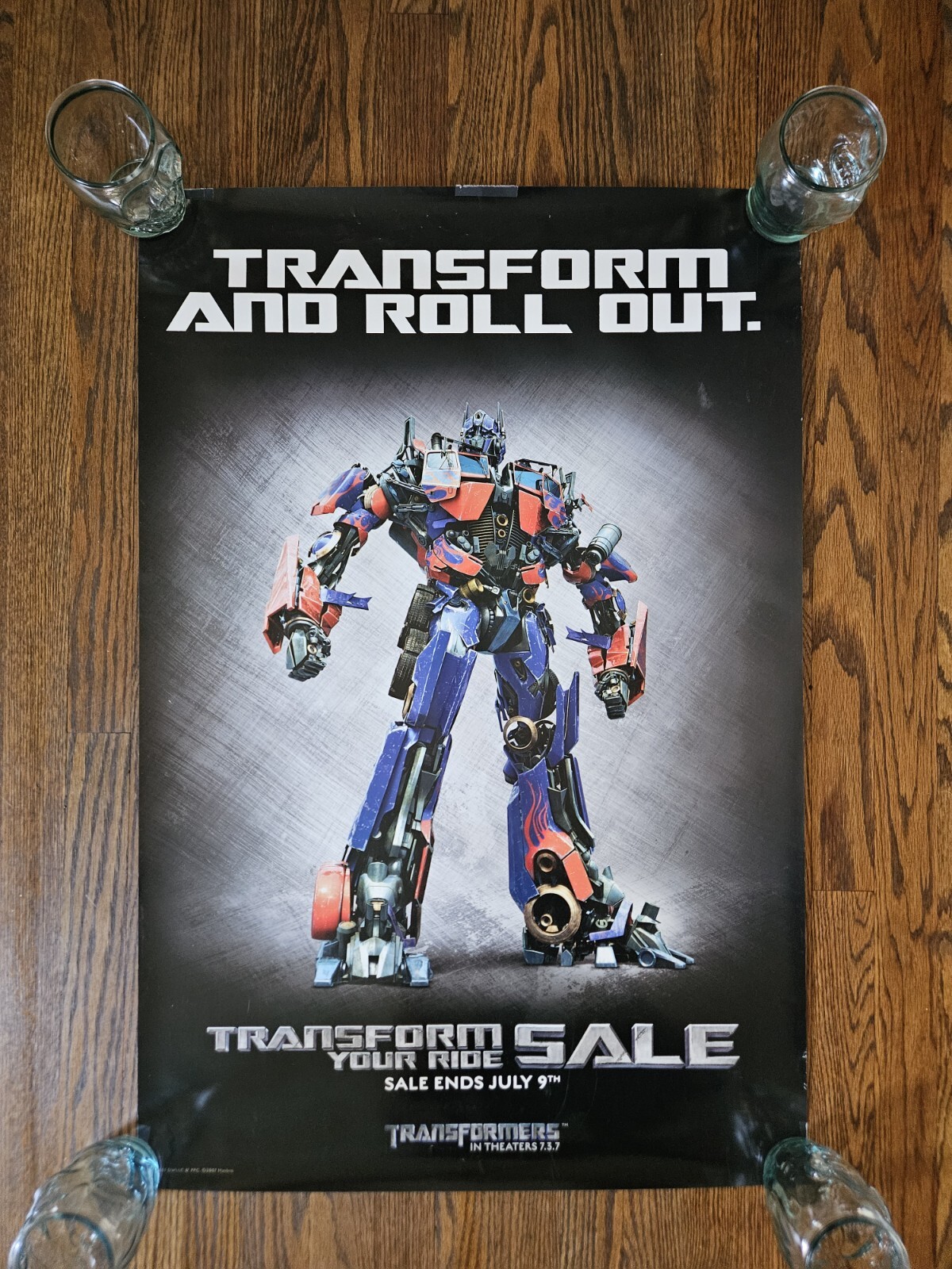 TRANSFORMERS 2007 Transform Ride Sale Roll Out GM PROMO Car Poster Optimus PRIME