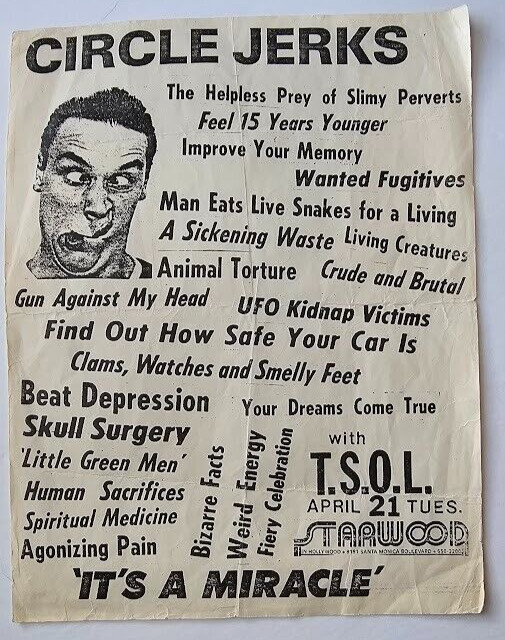 CIRCLE JERKS TSOL THE STARWOOD 1981 PUNK FLYER