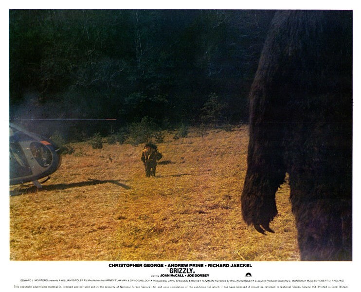 Grizzly Original Lobby Card 1976 Christopher George with grizzly bear