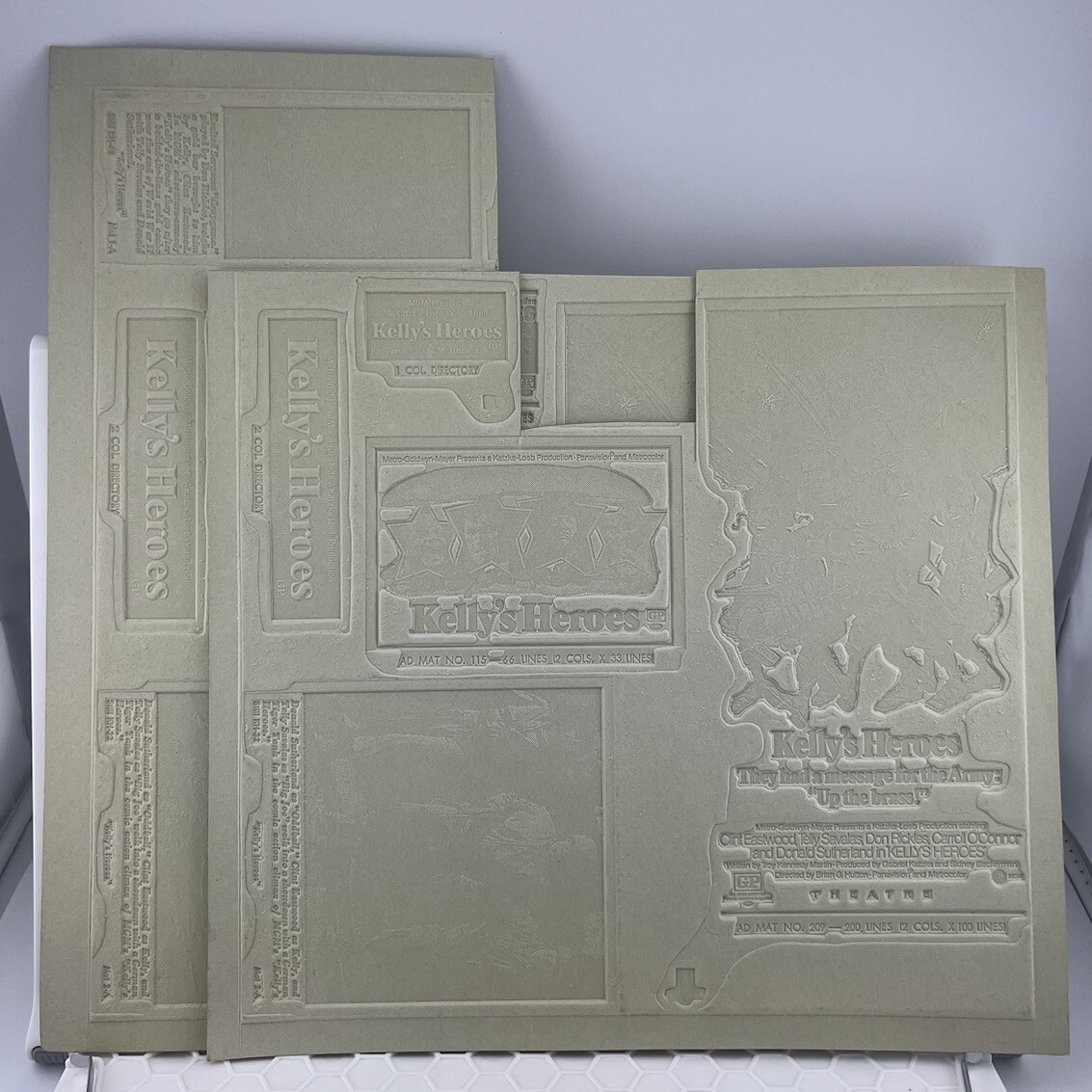 Vintage Kelly’s Heroes Clint Eastwood Movie Printing Mold / Flong For Ads