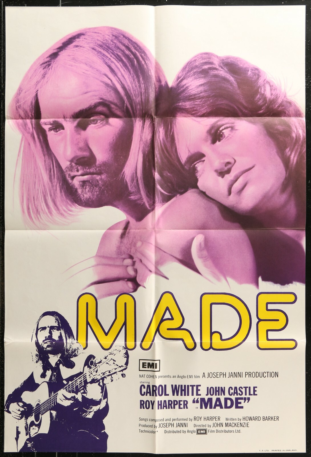 MADE Roy Harper Carol White ORIGINAL 1972 1-SHEET MOVIE POSTER 27 x 41