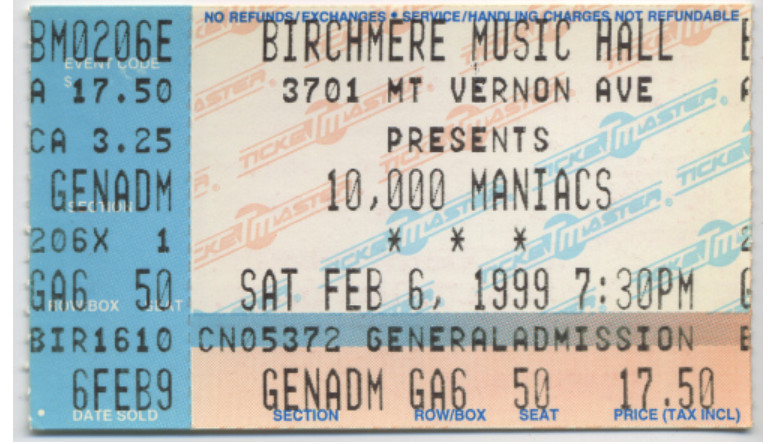 10,000 Maniacs – Birchmere Music Hall (Alexandria, VA) – February 6, 1999