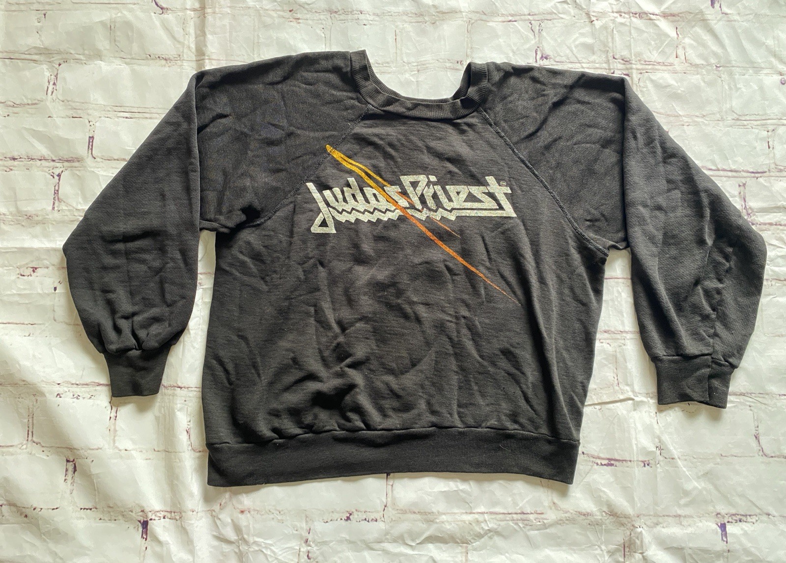 Vintage 1980s Judas Priest Point of Entry World Tour Crewneck Sweatshirt Raglan