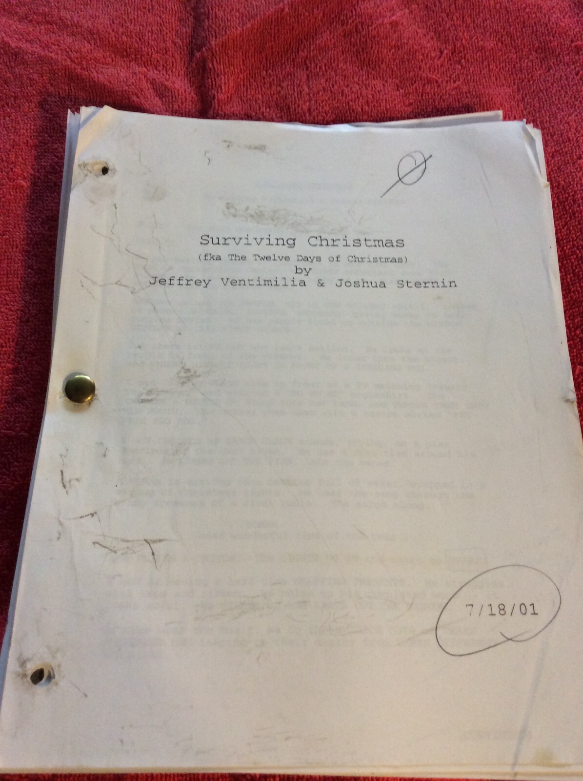 ORIGINAL SCRIPT SURVIVING CHRISTMAS BEN AFFLECK GANDOLFINI APPLEGATE O’HARA