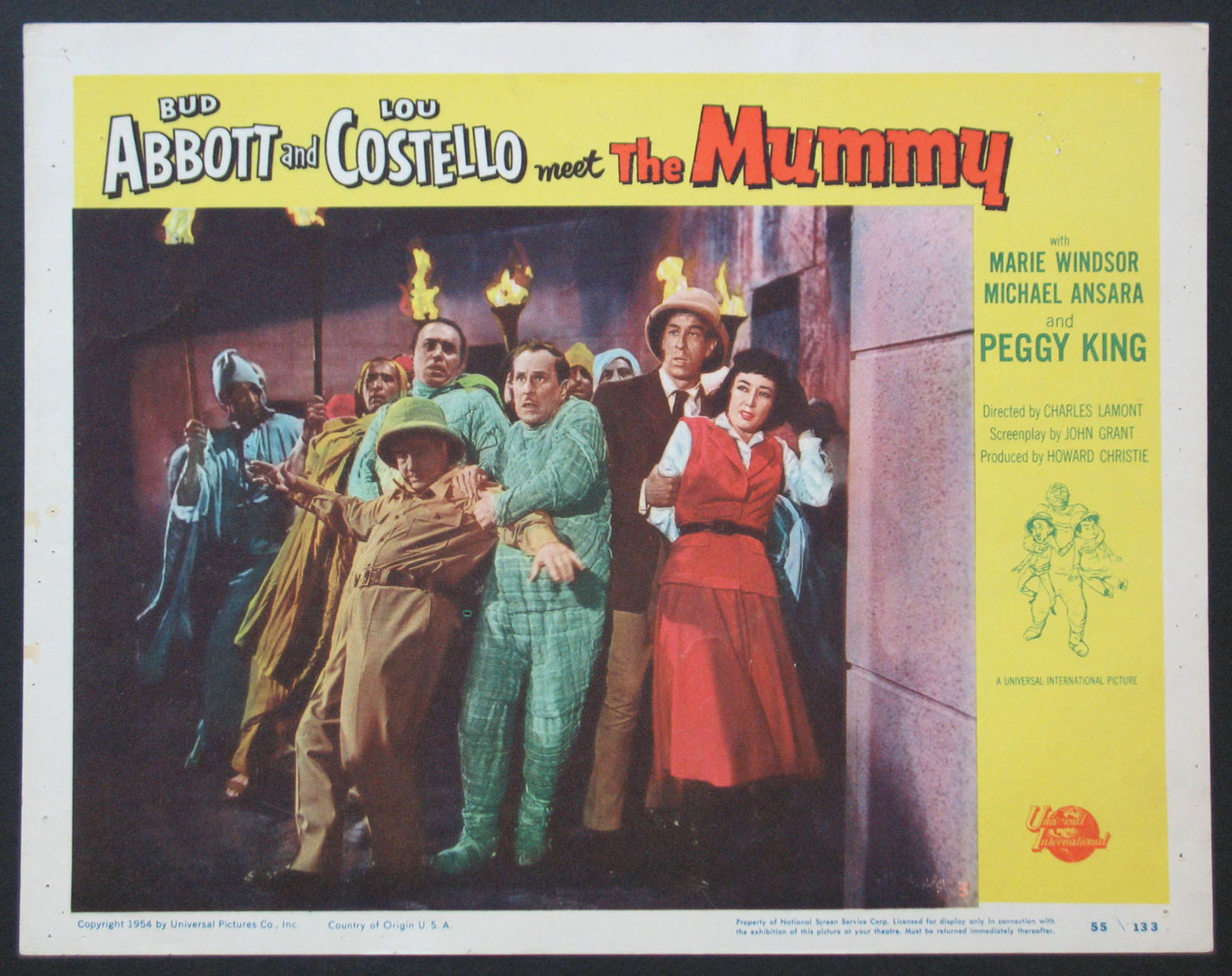 ABBOTT AND COSTELLO MEET THE MUMMY HORROR ANSARA 1955 LOBBY CARD #3