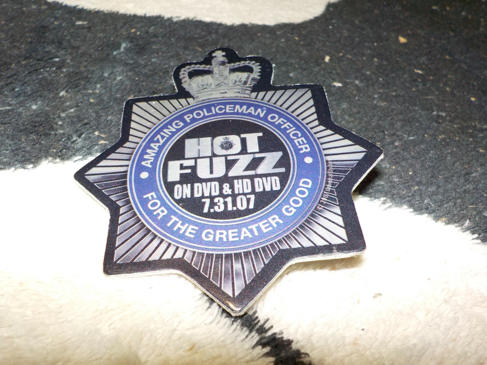 Hot Fuzz Movie Pin Pinback Badge Simon Pegg Nick Frost “For the Greater Good”