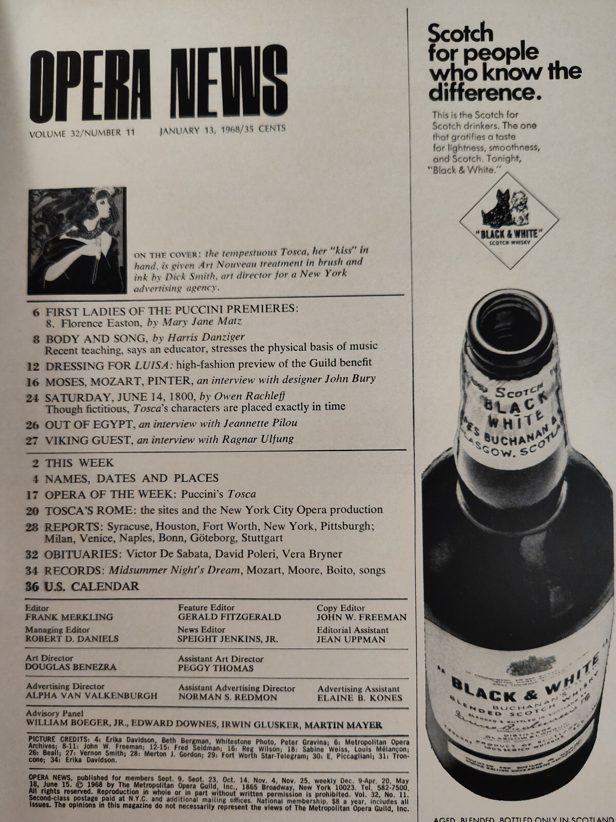 Rare METROPOLITAN OPERA NEWS January 13 1968 Jeannette Pilou Ragnar Ulfung