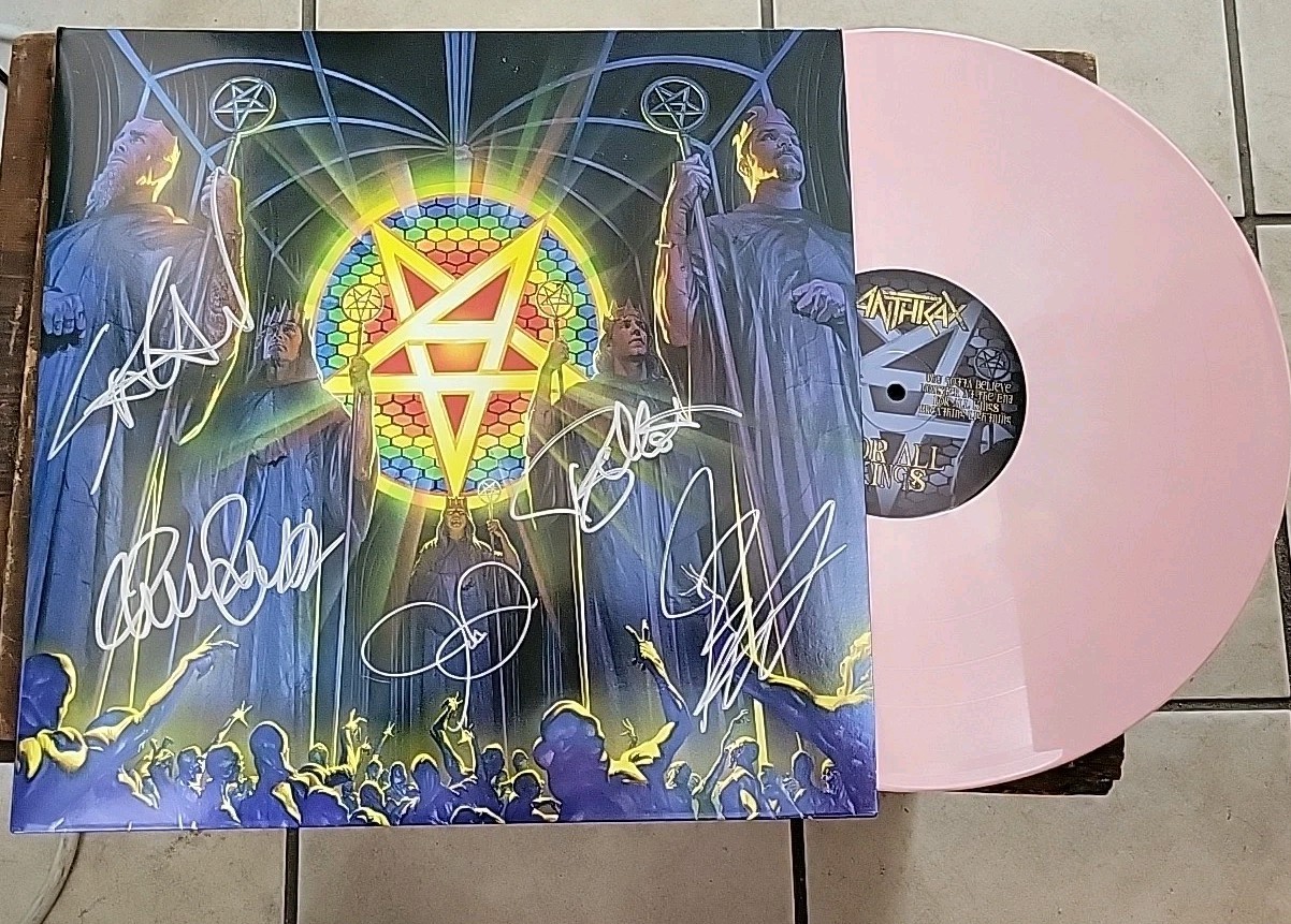Anthrax Signed Pink Vinyl For All Kings Includes Plastic Sleeve