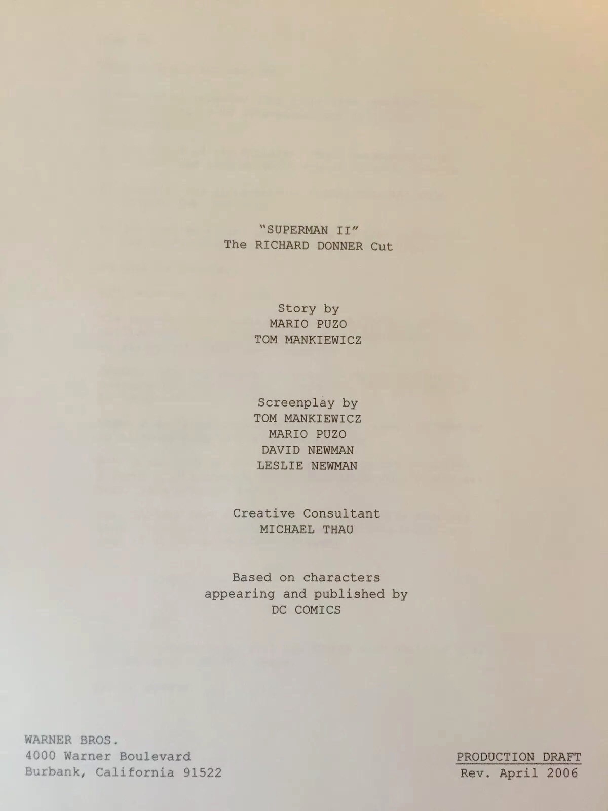 Warner Bros™ SUPERMAN II (DONNER) Original Film Script DC COMICS Rare Screenplay