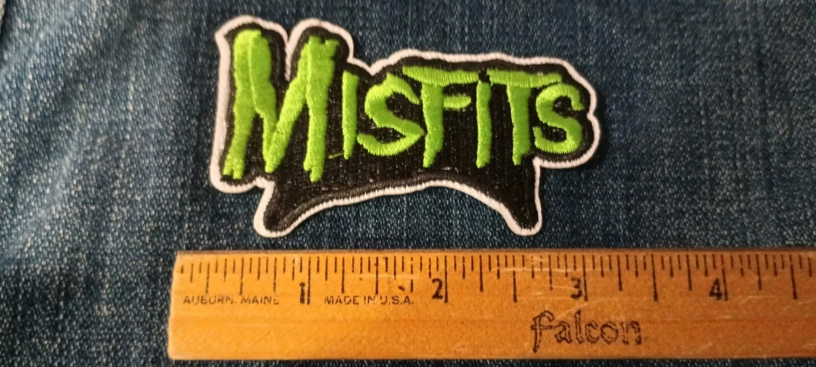 Misfits Green and Black Logo 3 x 2 Inch Iron On Patch