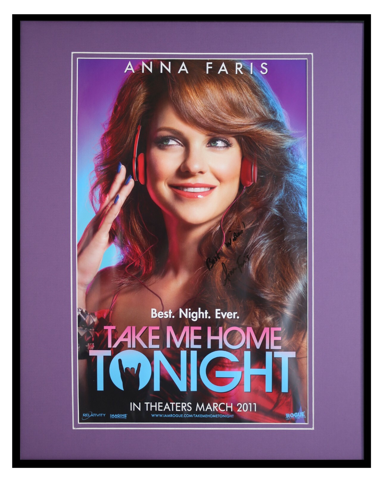 Anna Faris Signed 2011 Take Me Home Tonight Framed 16×20 Poster Display