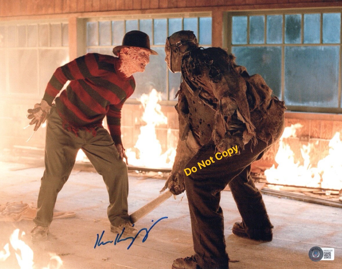 KEN KIRZINGER signed 11×14 Photo Freddy vs Jason Voorhees Krueger Mask Beckett