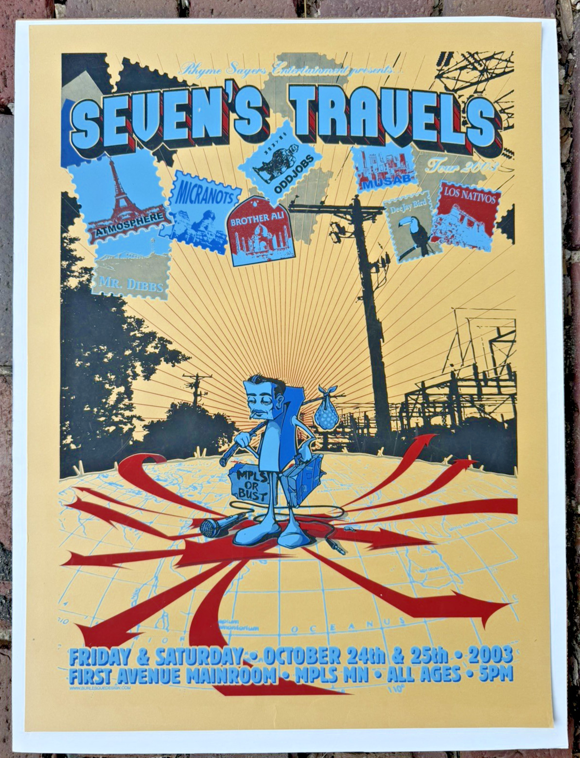 Atmosphere Seven’s Travels 2003 Tour Poster Burlesque of North America #106/300